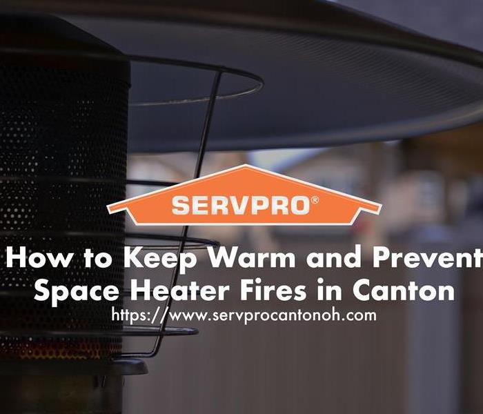 Orange SERVPRO  house logo on image with Space heater in background